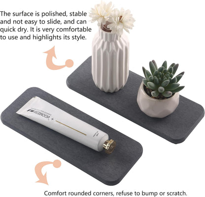NiuYichee Water Absorbing Stone Trays - Modern Diatomite Soap Dish for Kitchen & Bathroom | 3.54" W x 9" L, Dark Gray