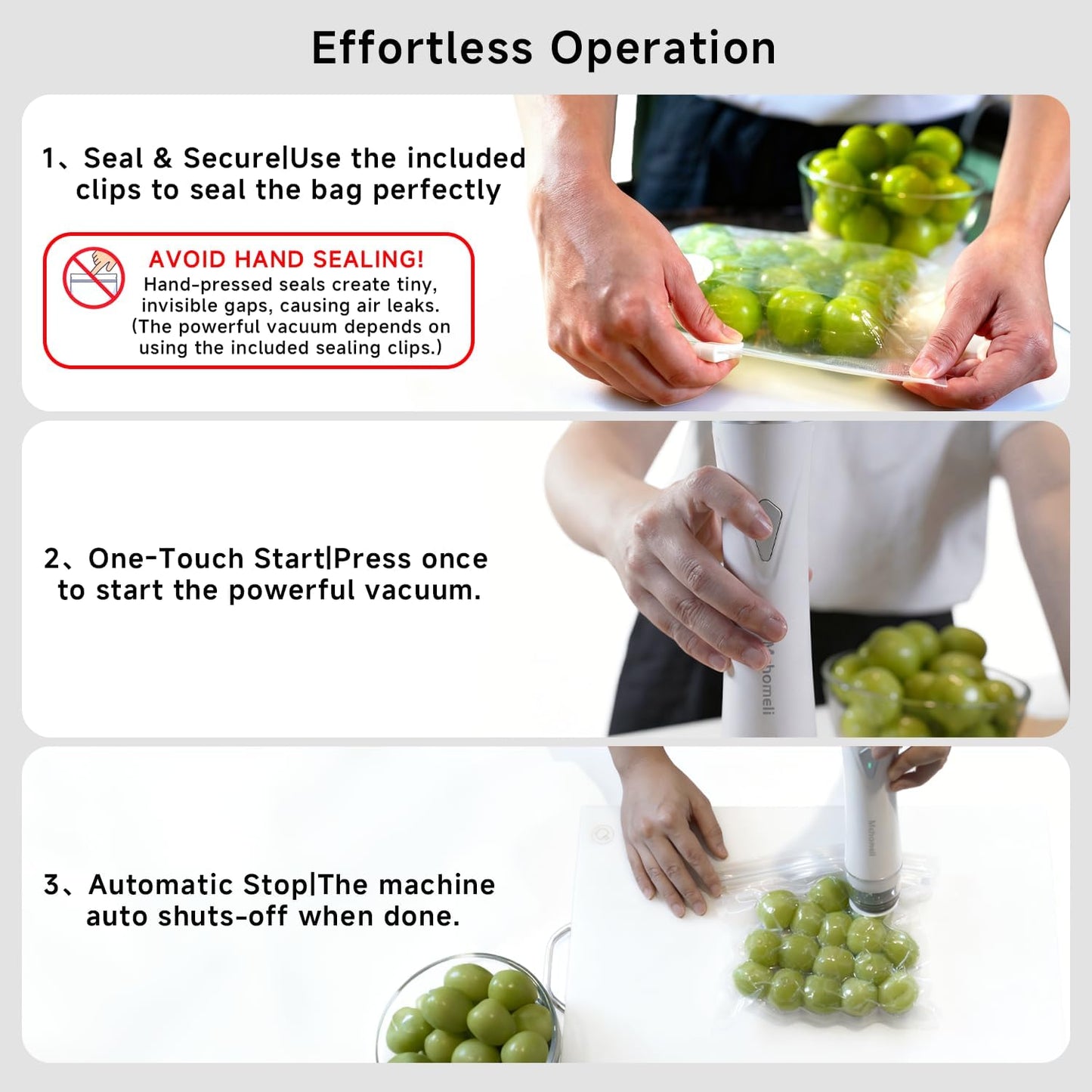Skiennix Compact Vacuum Sealer - Powerful Handheld Machine with 30 Reusable Bags | Seals Food 6X Fresher