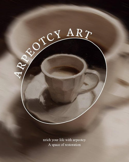 ARPEOTCY Gold Framed Canvas Wall Art - Retro Coffee Cup Prints for Kitchen & Dining Room | 8x10 Inch