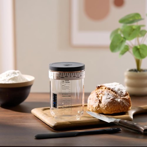 Kook Sourdough Starter Kit - Complete Set with Glass Jar, Thermometer & Feeding Band | 30 oz