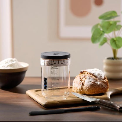 Kook Sourdough Starter Kit - Complete Set with Glass Jar, Thermometer & Feeding Band | 30 oz
