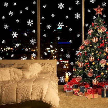 LUDILO Christmas Window Clings - 135 Pcs Snowflake Static Decals for Holiday Decorations