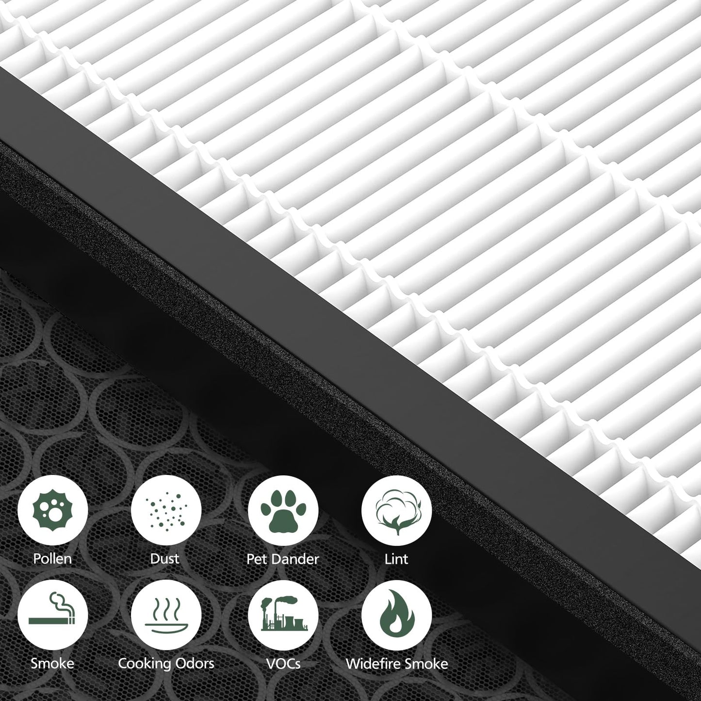 Vital 200S Replacement Filter for LEVOIT Vital 200S Vital 200S-P Air Purifier, High-Efficiency Activated Carbon, Vital 200S-RF, LRF-V201-WUS, 2 Pack, White