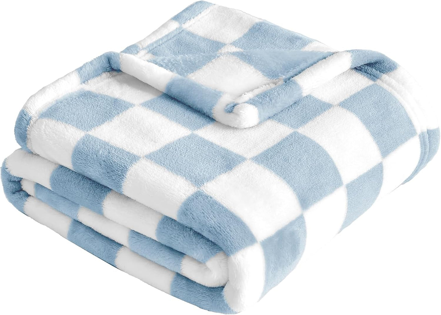 Yurhap Checkered Baby Blanket - Ultra Soft Fleece for Boys | Cozy 30''x40'' Crib & Stroller Blanket in Blue