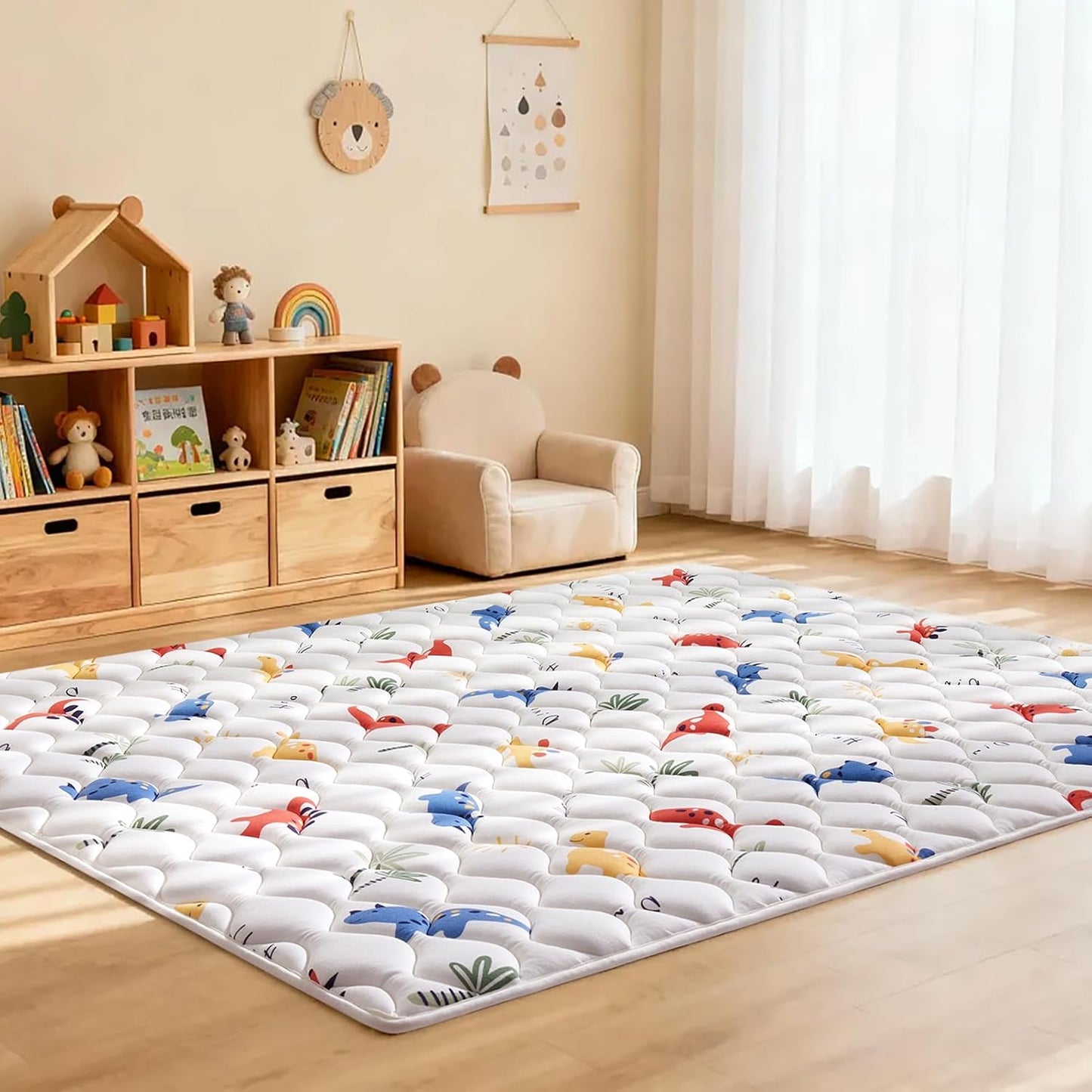 Odorless Premium Foam Baby Play Mat - Soft Hypoallergenic Crawling Mat | 50" x 50" Non-Slip Cushion for Infants & Toddlers