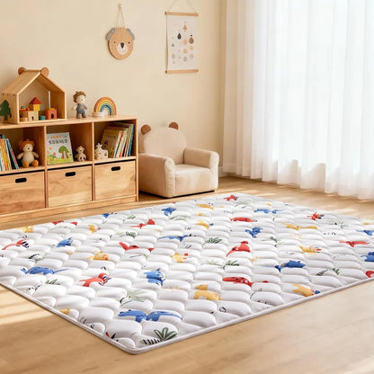 Odorless Premium Foam Baby Play Mat - Soft Hypoallergenic Crawling Mat | 50" x 50" Non-Slip Cushion for Infants & Toddlers