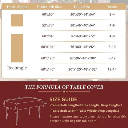 Red 60" x 140" Rectangle Christmas Tablecloth - 100% Polyester