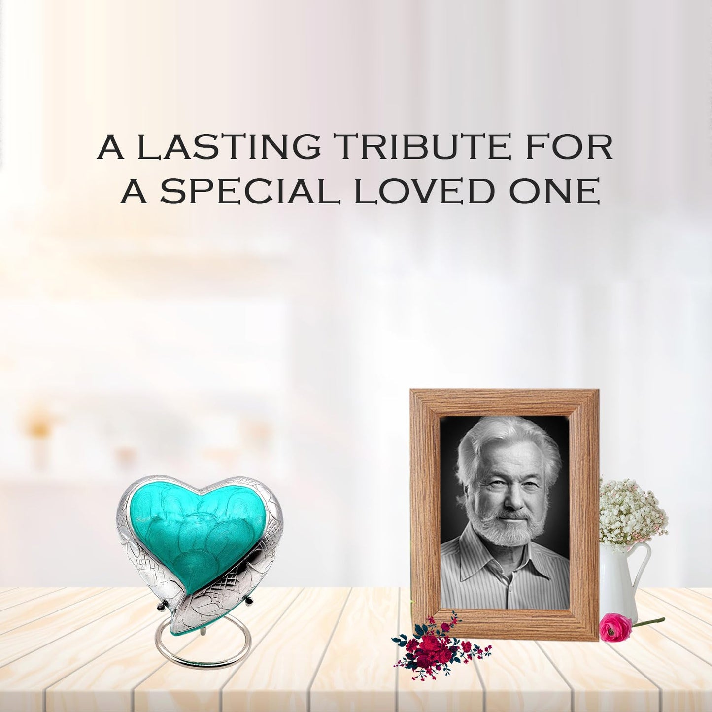 TURKESH Heart Keepsake Urn - Mini Ash Urn Small Handcrafted Cremation Urn for Ashes - Tribute to Your Loved One - Perfect for Adults & Infants with Free Premium Velvet Box & Display Stand (TURKESH)