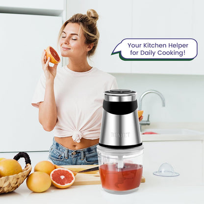 Skiennix Electric Food Processor - 500W Mini Vegetable Chopper with 2.5-Cup Bowl & 4 Blades for Home Use