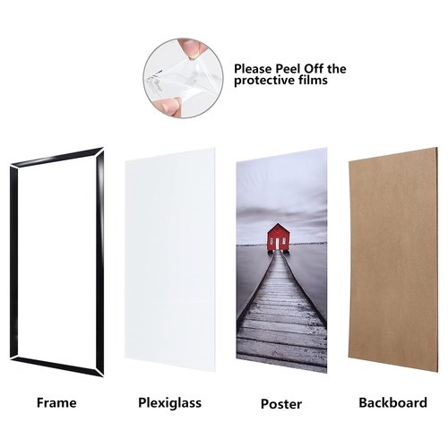 ELSKER&HOME 12x16 Poster Frame 3 Pack, Black Picture Frame for Horizontal or Vertical Wall Mounting, Sturdy and Scratch-proof