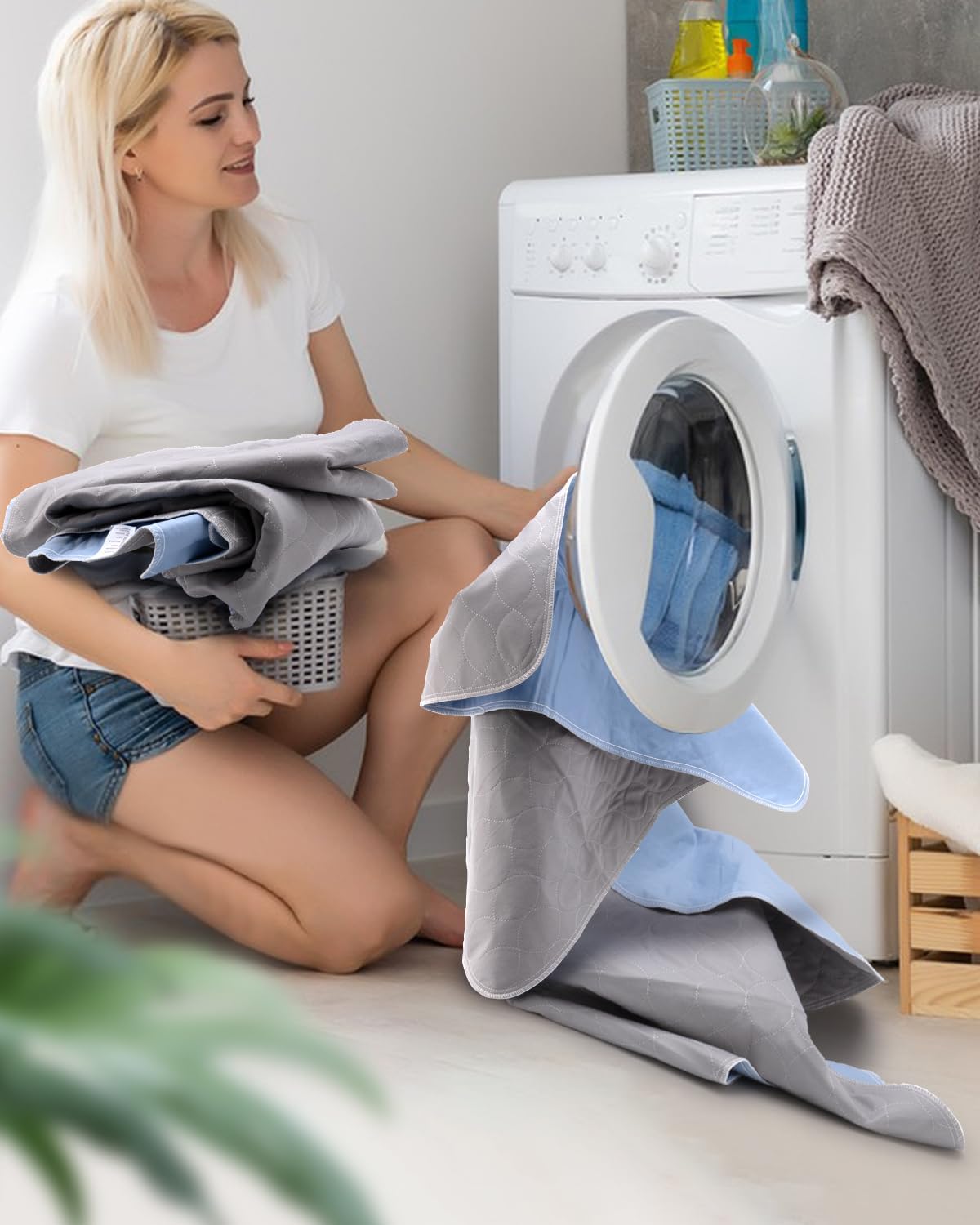 Regine Switzerland Washable Bed Pads - Waterproof Incontinence Underpads | 34" x 36", 4 Pack, Grey