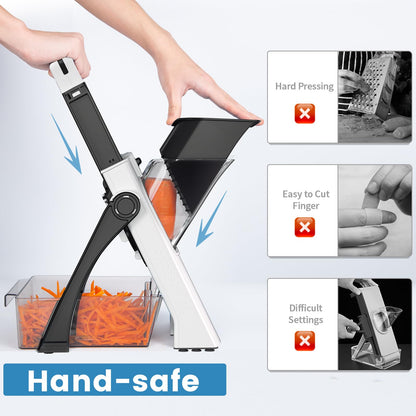 Upgrade Safe Mandoline Slicer Plus, Vegetable Slicer and Food Chopper Adjustable Thickness Potato Slicer French Fries Cutter, Kitchen Chopping Artifact