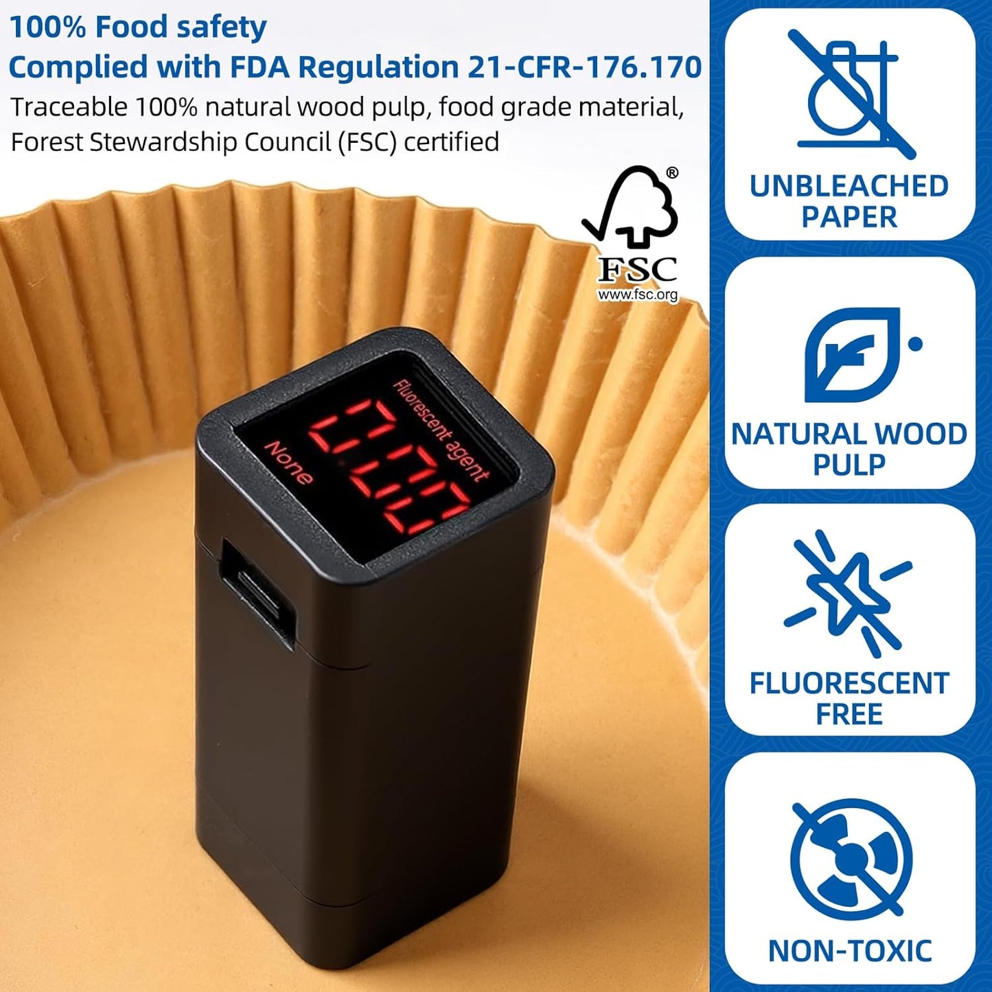 Ninja Air Fryer Liners - 200pcs 8-Inch Disposable Strong Paper for 4qt-5.5qt Baskets | BPA-Free Food Grade