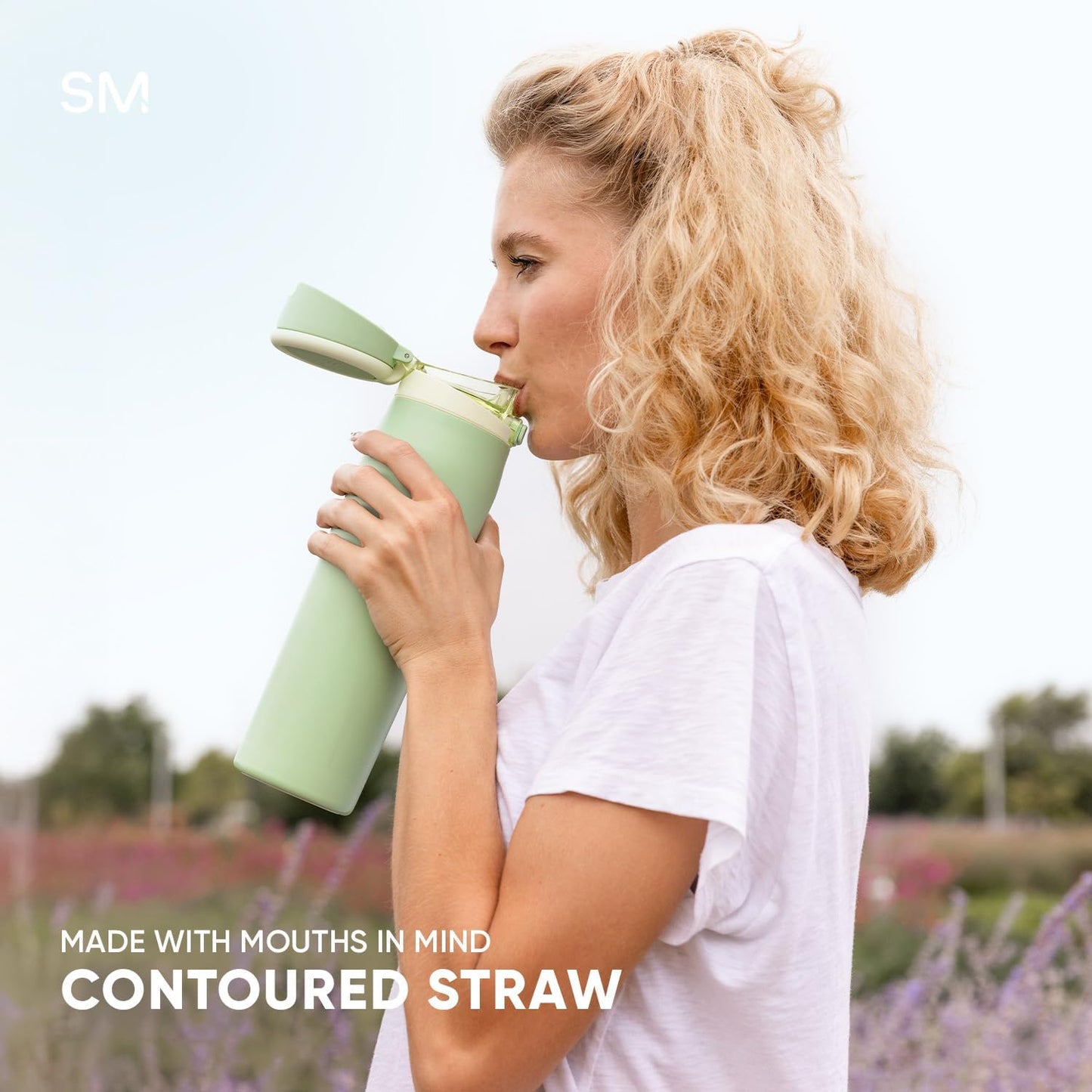 Simple Modern Mesa Loop Water Bottle - Insulated 24oz Stainless Steel with Covered Straw & Handle | Avocado