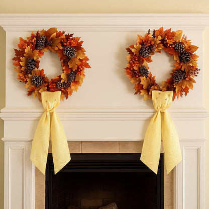 Yellow Striped Wreath Sash by [Brand Name] - 5.12" Wide x 54.33" for Fall & Thanksgiving Door Decor