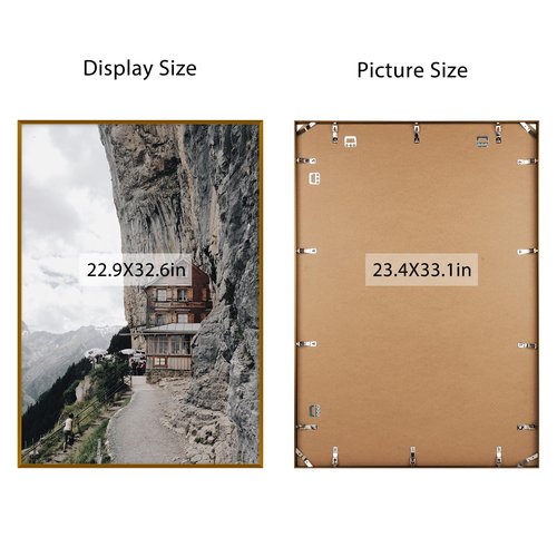 Frametory, A1 Aluminum Poster Frames, Acrylic Front, Thin Metal Picture Frame for 23.4x33.1 Photos, Horizontal/Vertical Wall Mount (1 Pack, Bronze)