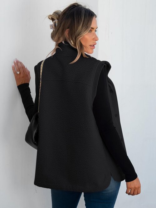 ANRABESS Women's Fleece Vest - Cozy Button-Down Sherpa Jacket with Pockets | Perfect for Fall & Winter