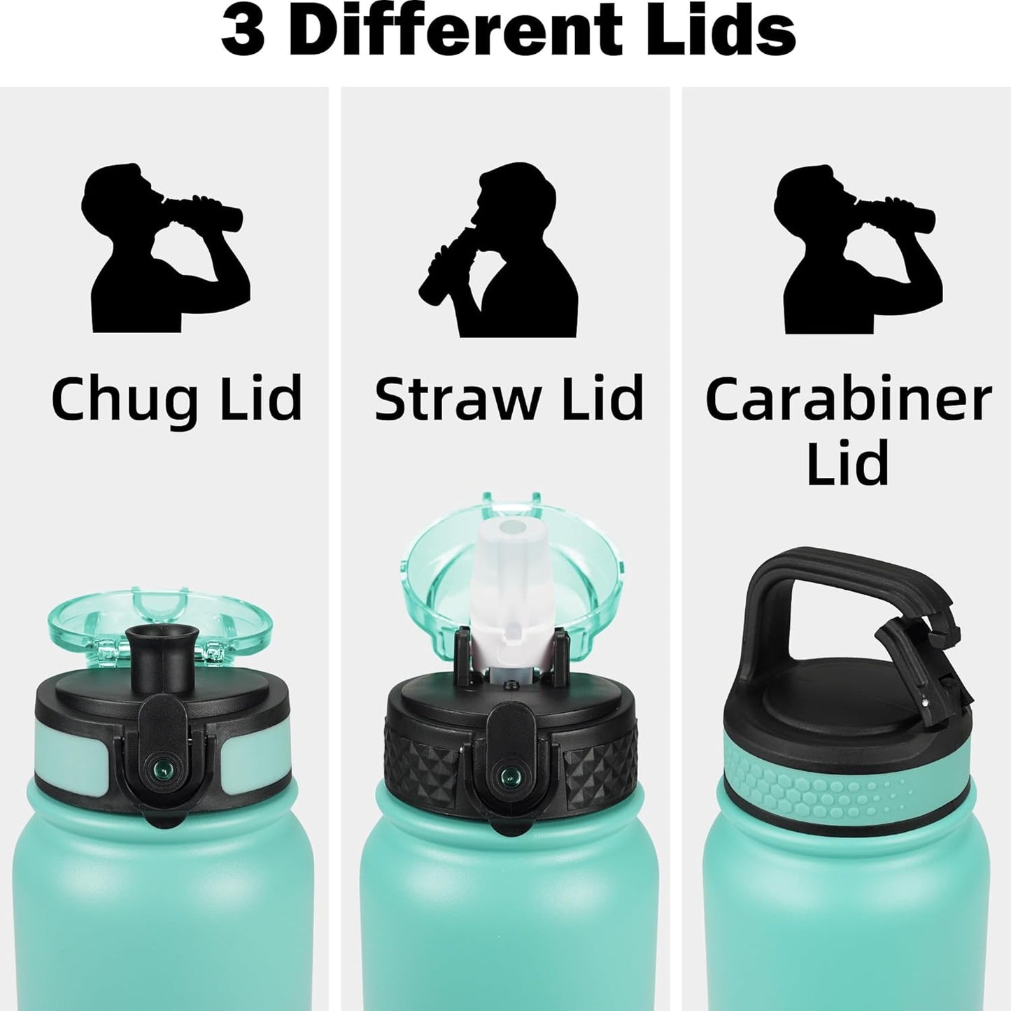 Oldley Insulated Water Bottle - 20oz Stainless Steel with 3 Lids, BPA-Free, Leak-Proof | Perfect for School & Travel
