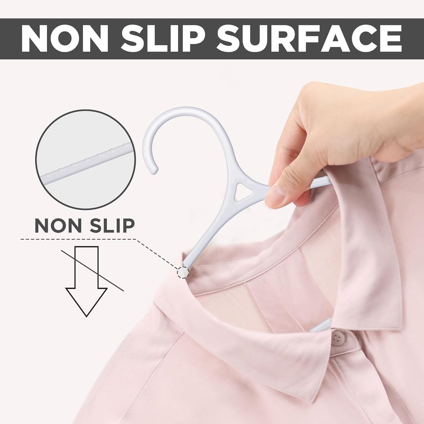 Utopia Home Plastic Hangers - 50 Pack Heavy Duty Non-Slip Hangers for Shirts & Pants | White