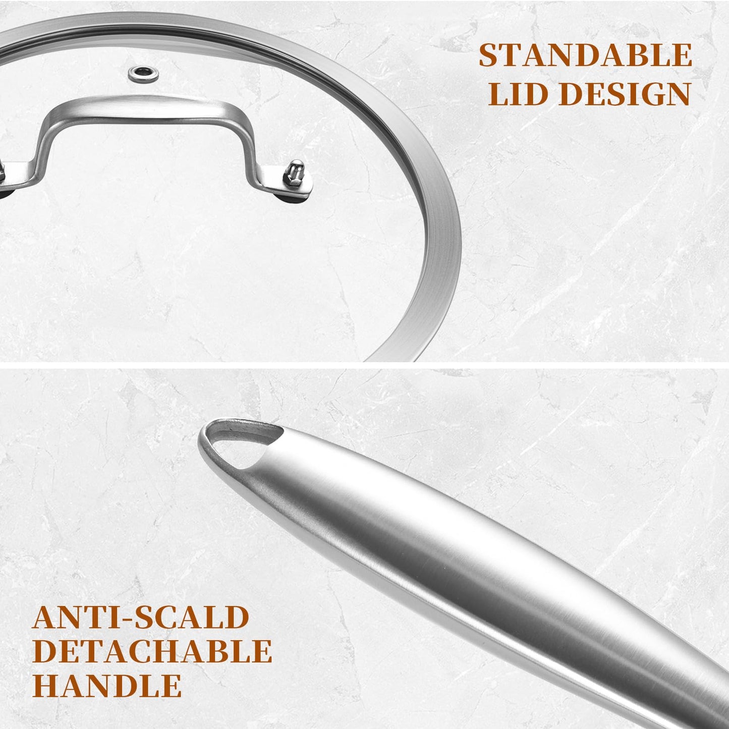 LOLYKITCH 6 QT Tri-Ply Stainless Steel Sauté Pan with Lid,Deep Frying Pan,Large Skillet,Jumbo Cooker,Induction Cooking Pan,Oven Safe and Detachable Handle.