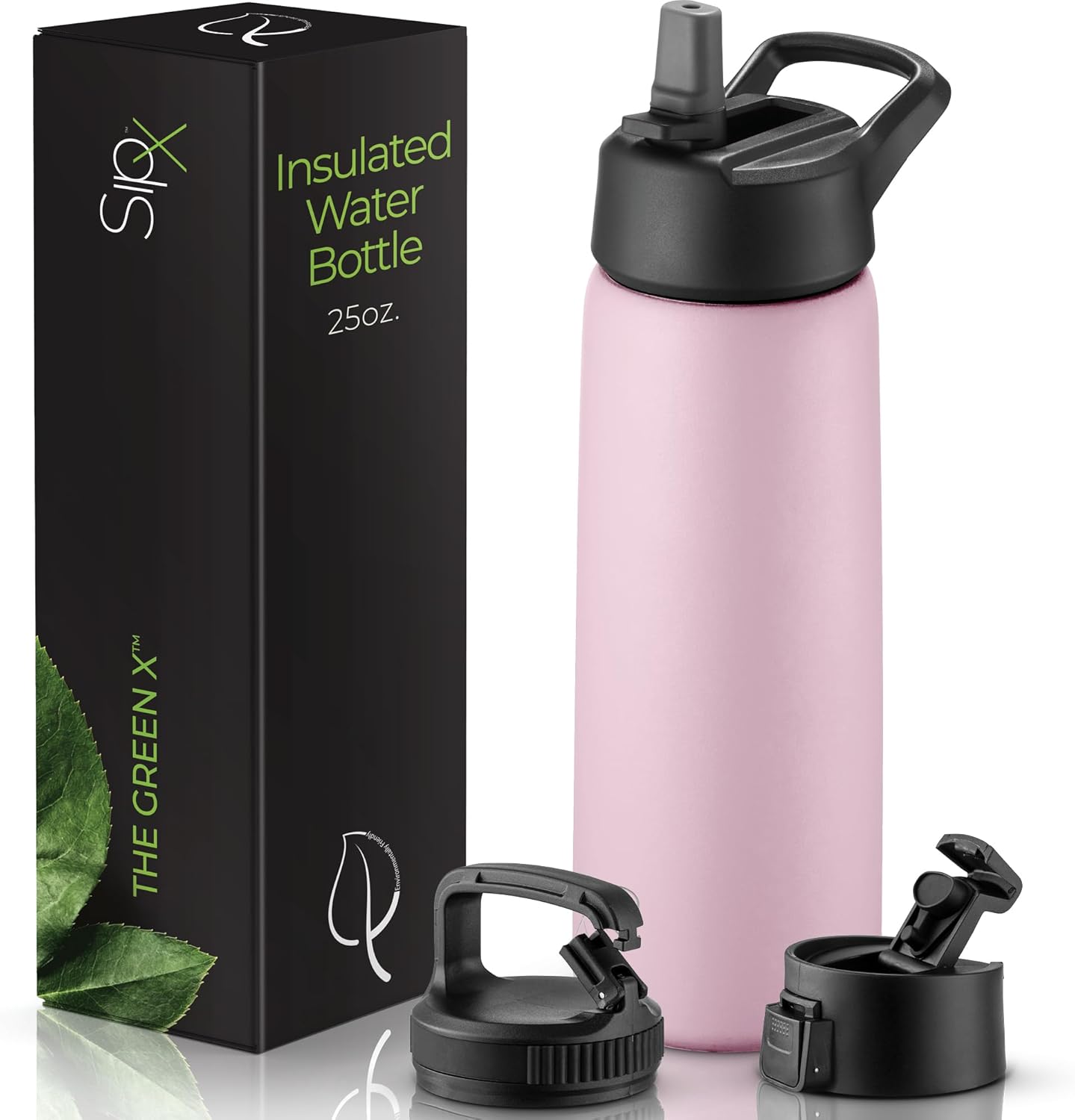 SIPX™ Insulated Water Bottle - 25 oz Leakproof Stainless Steel, Triple Insulated - Cold 24H/Hot 12H - Light Pink