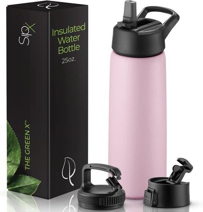 SIPX™ Insulated Water Bottle - 25 oz Leakproof Stainless Steel, Triple Insulated - Cold 24H/Hot 12H - Light Pink