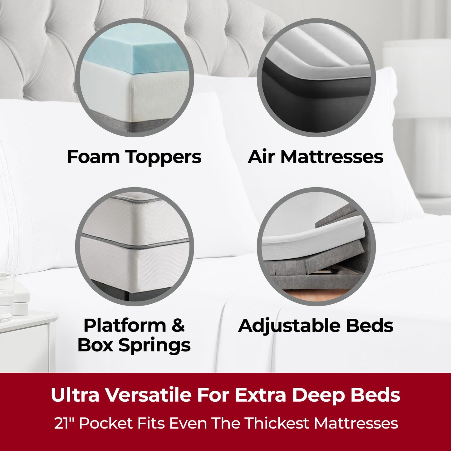 Mellanni Extra Deep Twin XL Sheets - 3 PC Iconic Collection Bedding - Hotel Luxury, Ultra Soft, Cooling Bed Sheets - Wrinkle, Fade, Stain Resistant (Twin Extra Long, White)