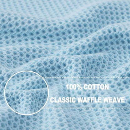 Homaxy 100% Cotton Waffle Weave Dish Towels - Ultra Soft & Absorbent, Quick Drying | 13 x 28 Inches, 8-Pack, Sky Blue