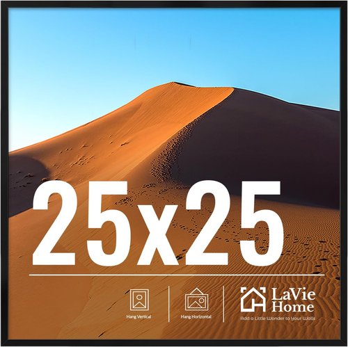 LaVie Home 25x25 Black Picture Frame - HD Plexiglas for Stunning Wall Displays | Classic Collection