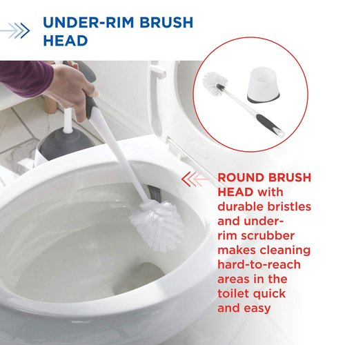 Clorox Under-Rim Toilet Bowl Brush with Corner Storage Caddy, 16 x 5 x 5.5 in