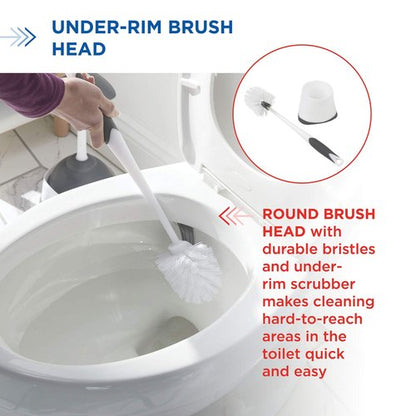 Clorox Under-Rim Toilet Bowl Brush with Corner Storage Caddy, 16 x 5 x 5.5 in