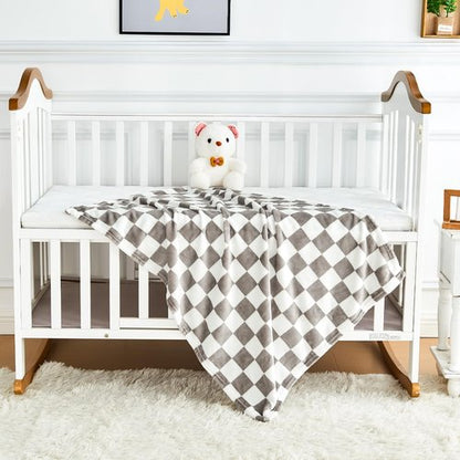 Yurhap Checkered Baby Blanket Fleece Baby Blankets Neutral for Boys Girls, Super Soft Warm Lightweight Infant Toddler Newborn Receiving Gifts for Crib Stroller, 30x40 Inch, Greige
