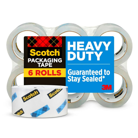 Scotch Heavy Duty Packaging Tape - Strong Seal for Packing & Shipping | 1.88" x 54.6 yd, Clear, 6 Rolls