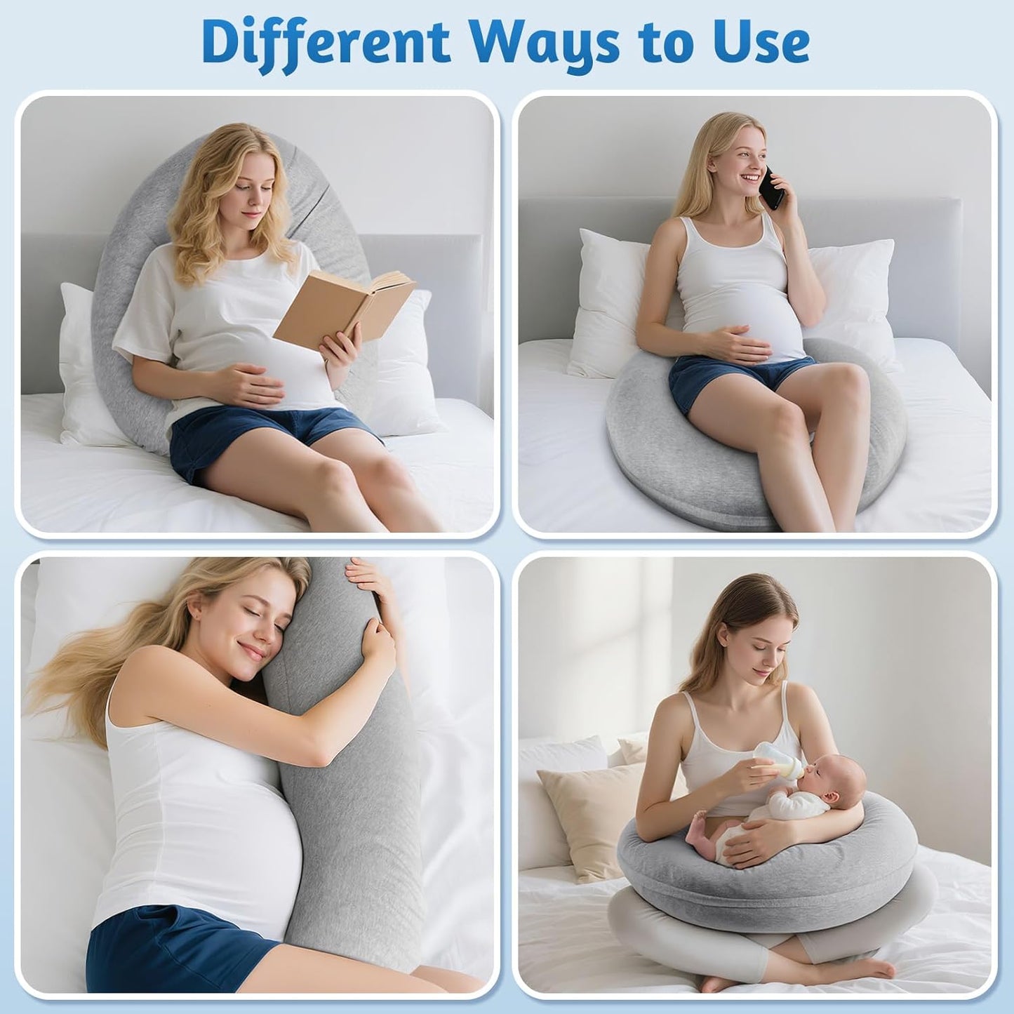 SweetSlubr C-Shaped Pregnancy Pillow - Adjustable Firmness Maternity Body Pillow for Full Support | 47.2’’ x 9.8’’