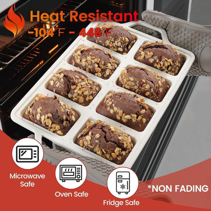 Skiennix Mini Loaf Pan - Nonstick Silicone Molds for Baking Bread, Meatloaf & Brownies | 8 Cavities