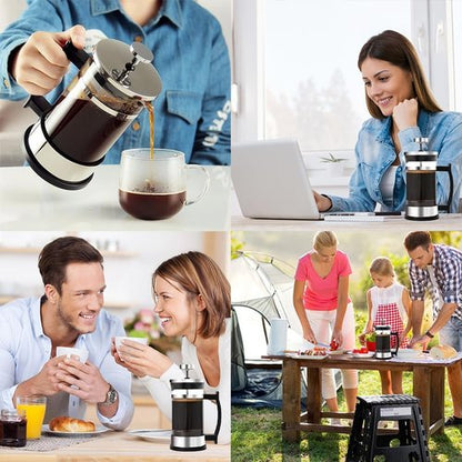 Joyzan French Press Coffee Maker - Stainless Steel & Borosilicate Glass | Portable Cold Brew & Tea Maker