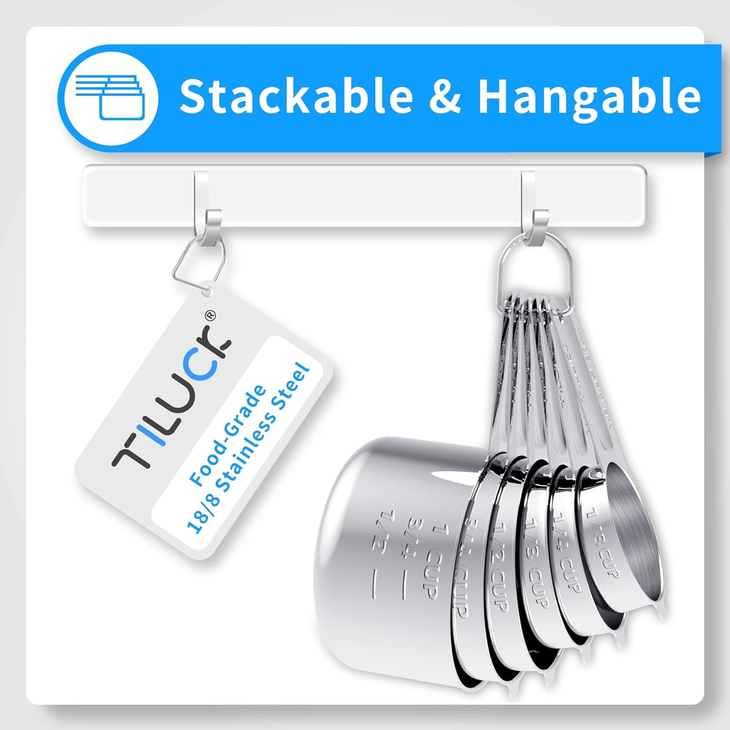 TILUCK Stainless Steel Measuring Cups & Spoons Set - Essential Kitchen Gadgets for Cooking & Baking (12 Pieces)