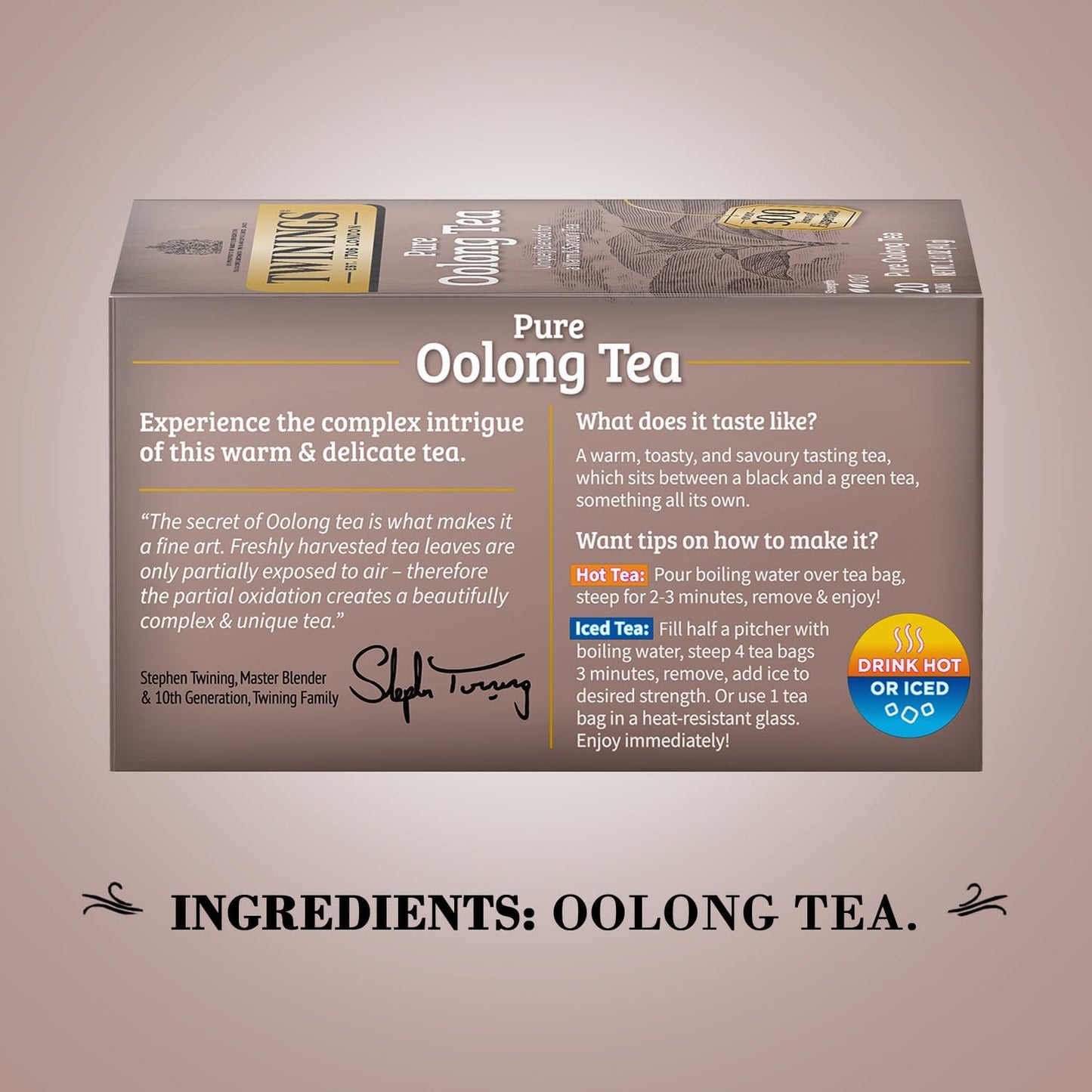 Twinings Pure Oolong Tea - Golden Caffeinated Tea Bags, 20 Count Each, Individually Wrapped | 2-Pack