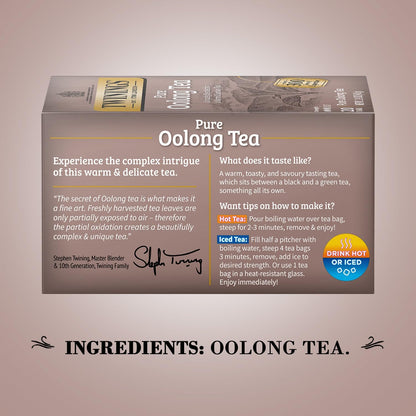 Twinings Pure Oolong Tea - Golden Caffeinated Tea Bags, 20 Count Each, Individually Wrapped | 2-Pack