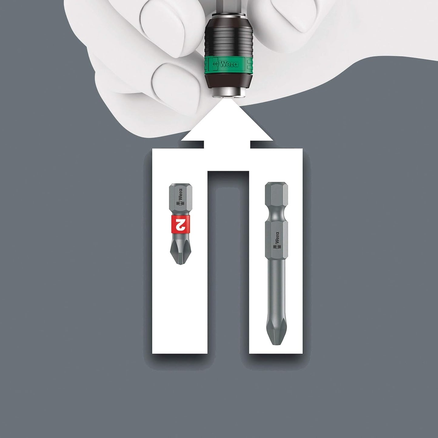 WERA - 1/4" Ratchet Bit-Holding Screwdriver | 123.5 mm Length for Precision Fastening