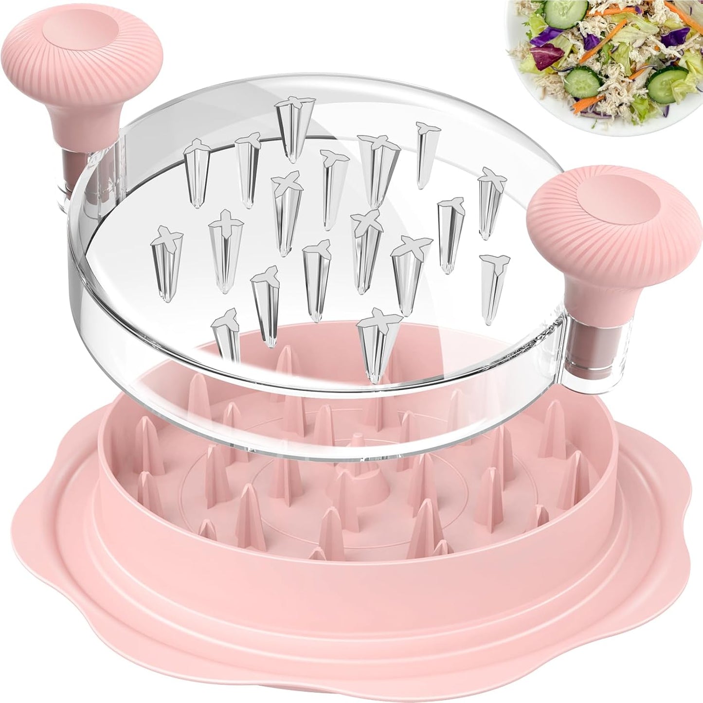Ukeetap 10" Pro Chicken Shredder Tool - BPA-Free Ergonomic Meat Grinder with Anti-Slip Base, Pink