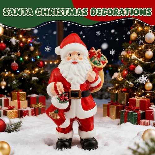 Exasinine Santa Claus Figurine - Handcrafted 5.8 Inch Resin Christmas Decor for Indoor Tabletop Display