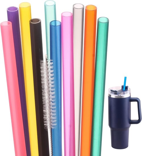 Dakoufish Replacement Straws for Stanley | Owala | Simple Modern Tumblers - 10 Pack, 12 Inch, BPA Free, Dishwasher Safe (Mixed Colors)