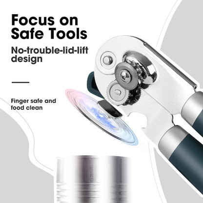 Beneno Heavy Duty Manual Can Opener - Durable Carbon Steel Blade & Soft Grip Handle | Effort-Saving Design, Green