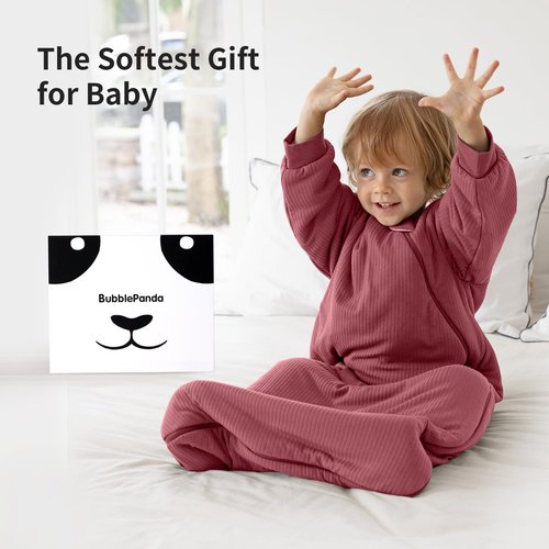 BubblePanda Rayon Made from Bamboo Sleep Sack 0-6 Months Long Sleeve Newborn Sleep Sack 0-3 Months 1.5 Tog Winter Baby Wearable Blanket With 2-Way Zipper Unisex Sleeping Bag for Babies