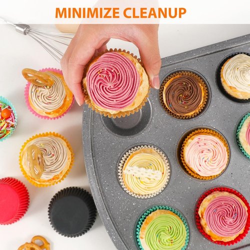 Caperci Cupcake Liners - Greaseproof Baking Cups for Weddings & Parties | 200 Count White