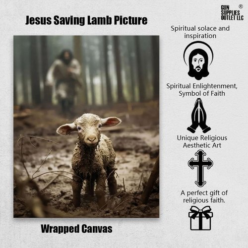 Christian Wall Art | Jesus with Lamb Canvas Print - Religious Home Decor, 8x10 Inch, Made in USA