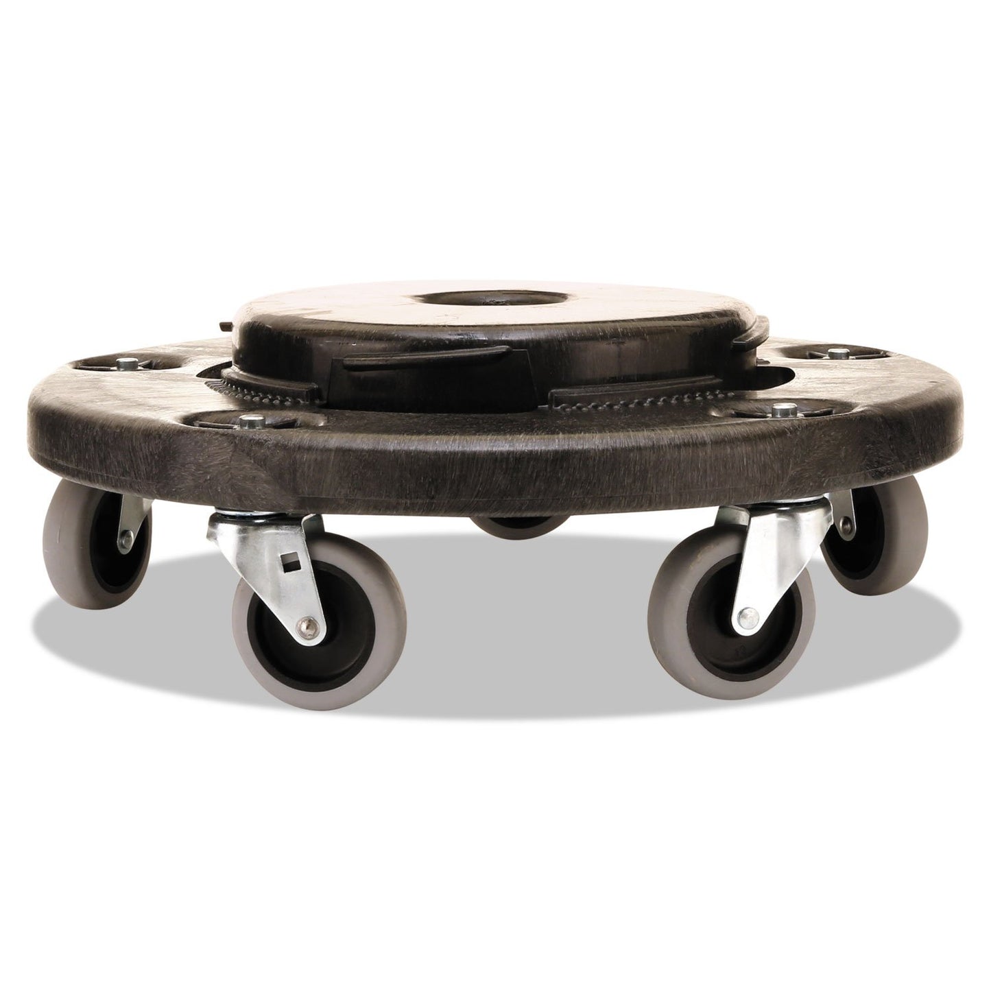 Rubbermaid Commercial RCP264000BK Products Brute Round Twist on/Off Dolly, 250lb Capacity, 18Dia x 6 5/8H, Black