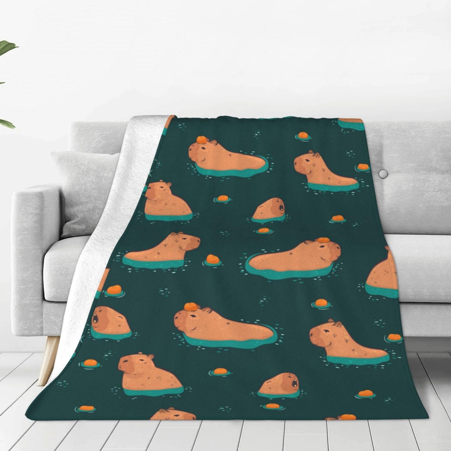 Capybara Throw Blanket Soft Cozy Plush Warm Fleece Blanket for Sofa Couch Bed 60"X50"