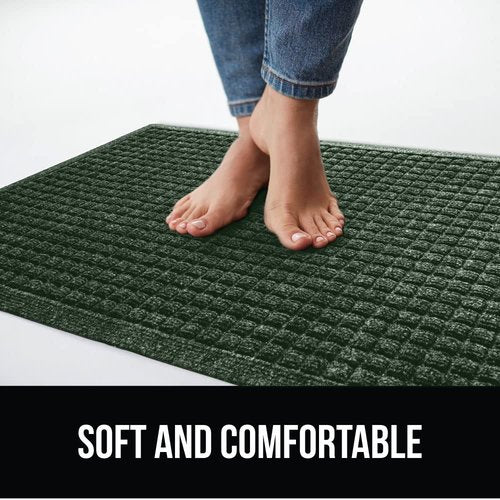 GORILLA GRIP® Ultra Absorbent Front Door Mat Outside Entrance, Traps Dirt, HydroABSORB Doormat Holds Up to 1.7 Cups Water, Stain and Fade Resistant Welcome Mat, Outdoor Entry Rug, 29x17, Green